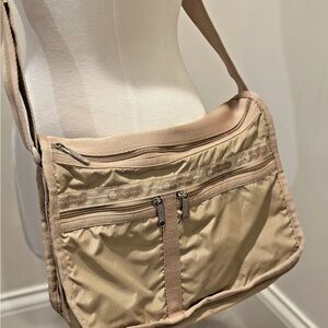 Lesportsac Tan Nylon Shoulder Bag with White Lining
